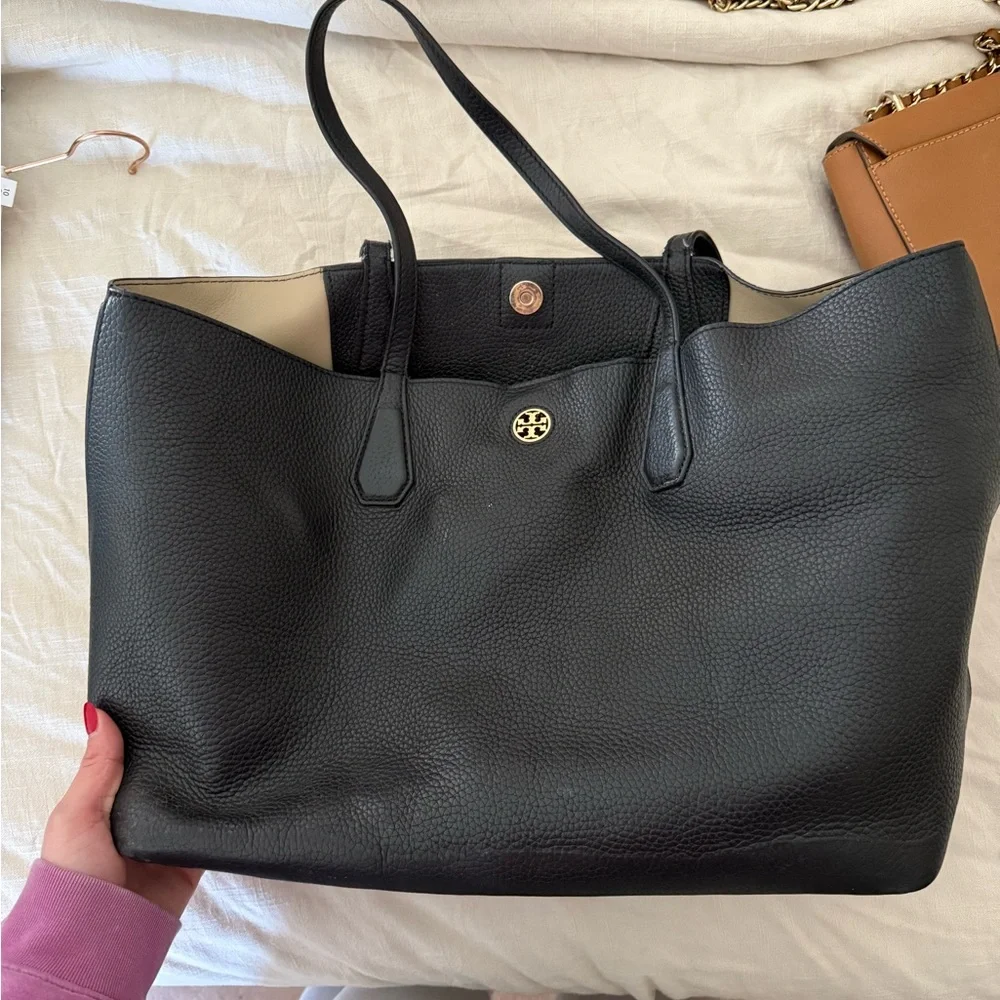 Black Leather Tote Bag
